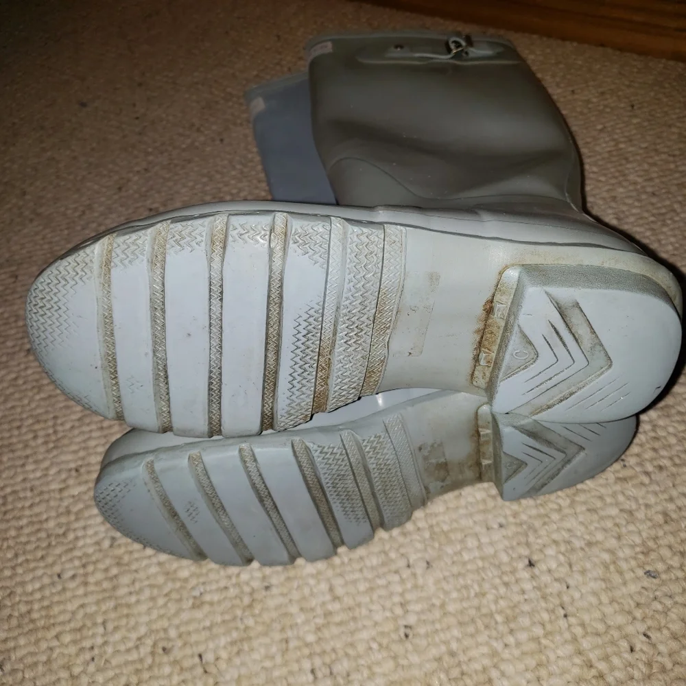 Hunter Original Gloss Tall Boots light blue well used worn with FLAWS SEE PHOTOS
